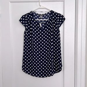 Women’s XS Navy Blue Polka Dot Blouse